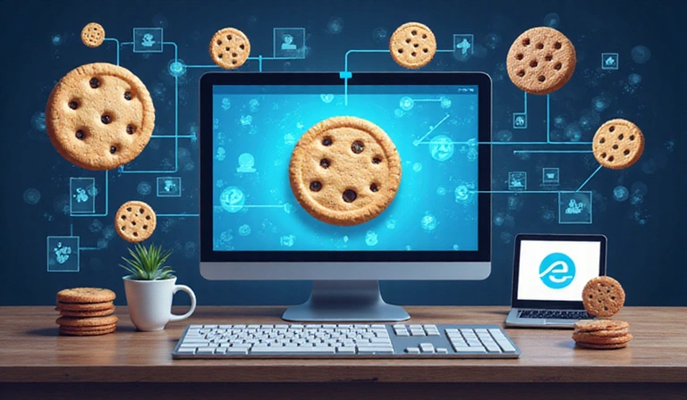 Ilustración de galletas digitales representando cookies de navegador